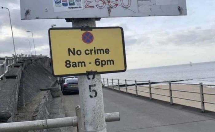 &quot;No crime 8am - 6pm&quot;