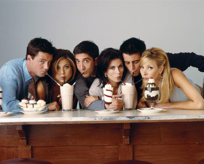 the cast sharing milkshakes