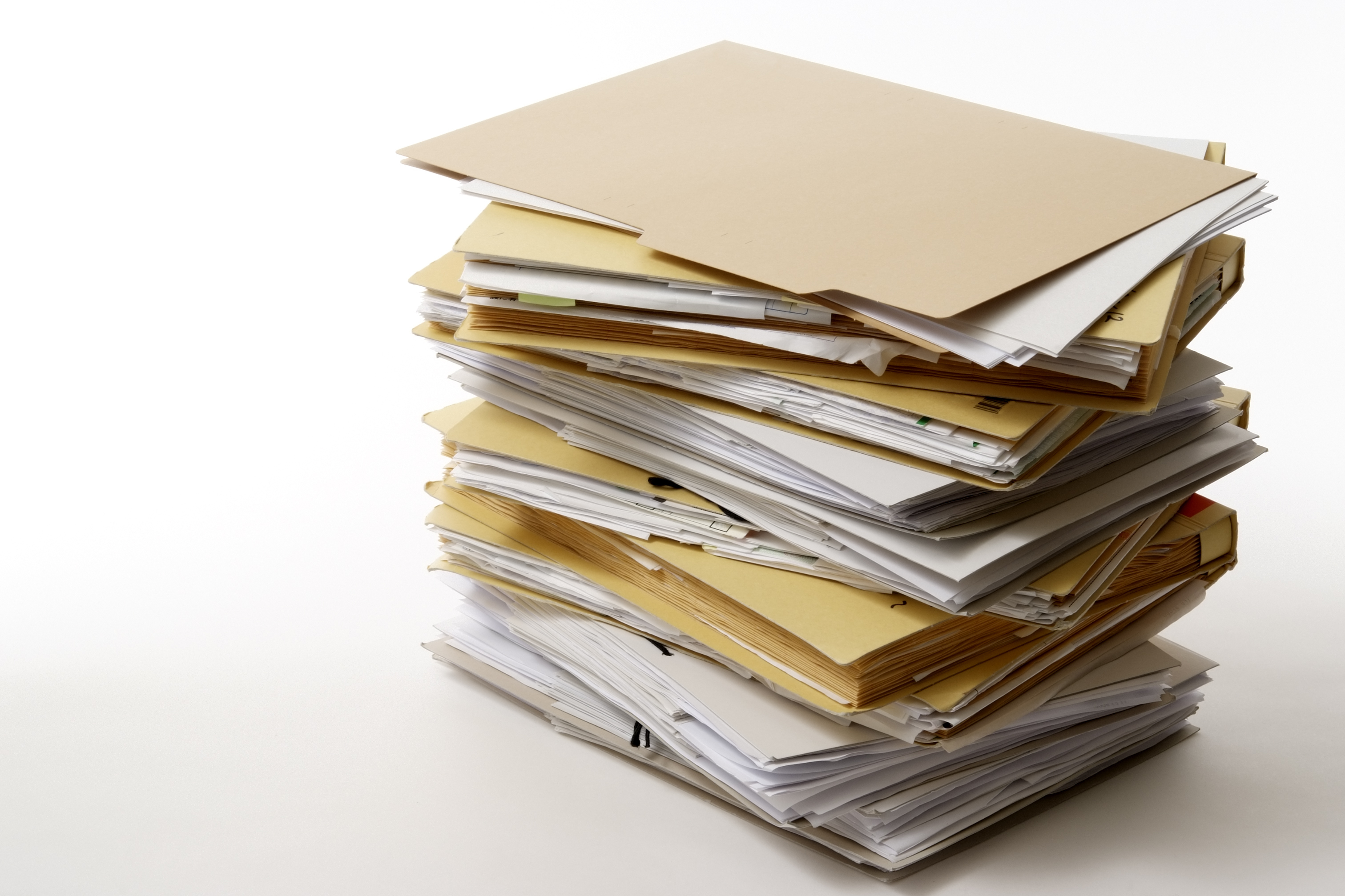 tall pile of folders