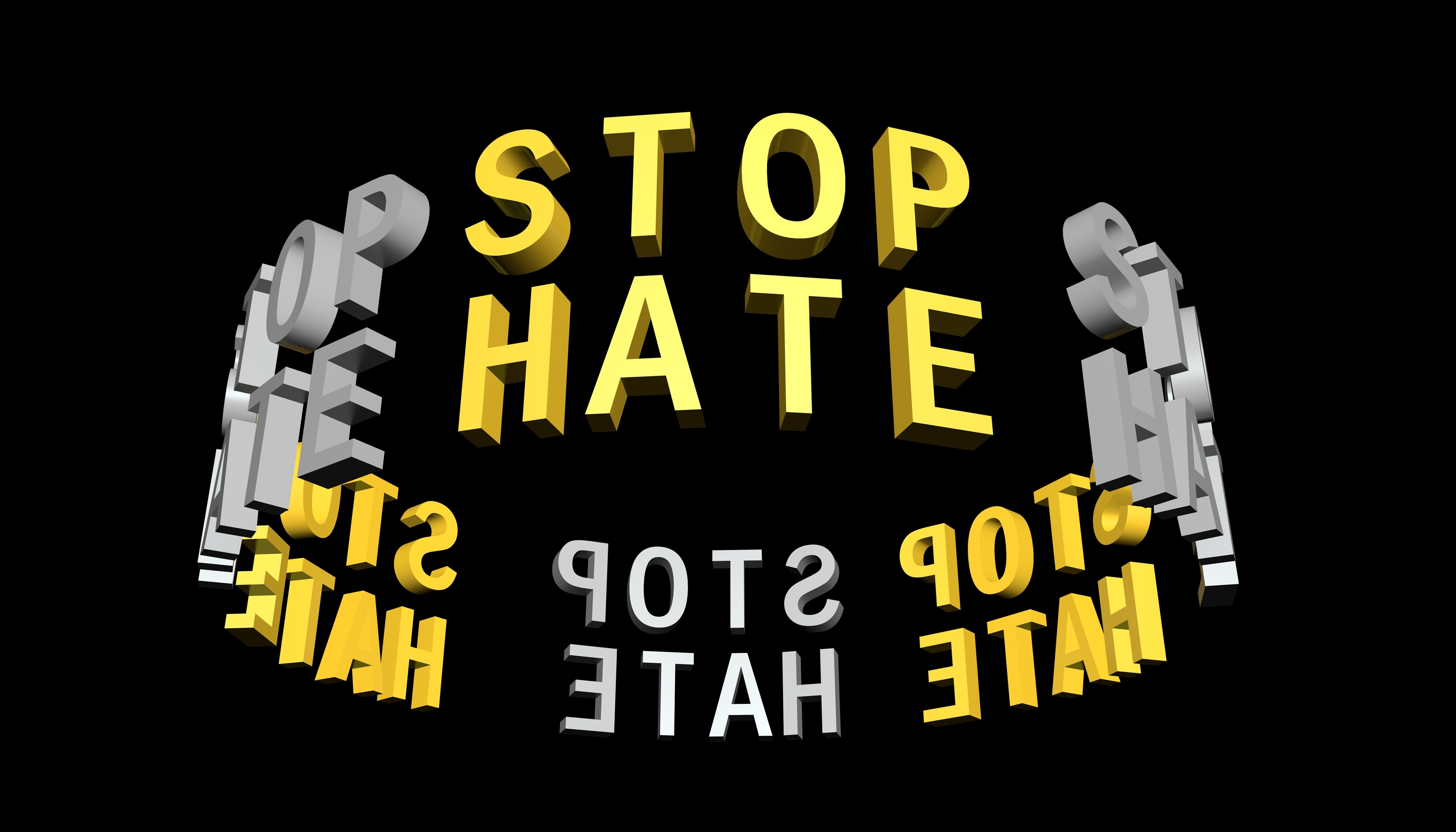 An illustration that says &quot;STOP HATE&quot;
