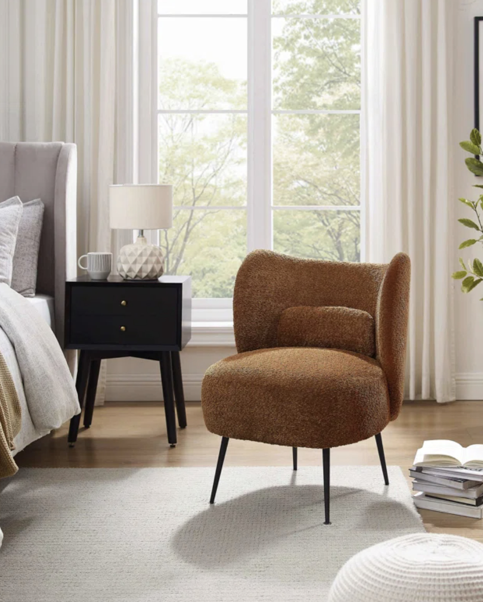 A brown accent chair