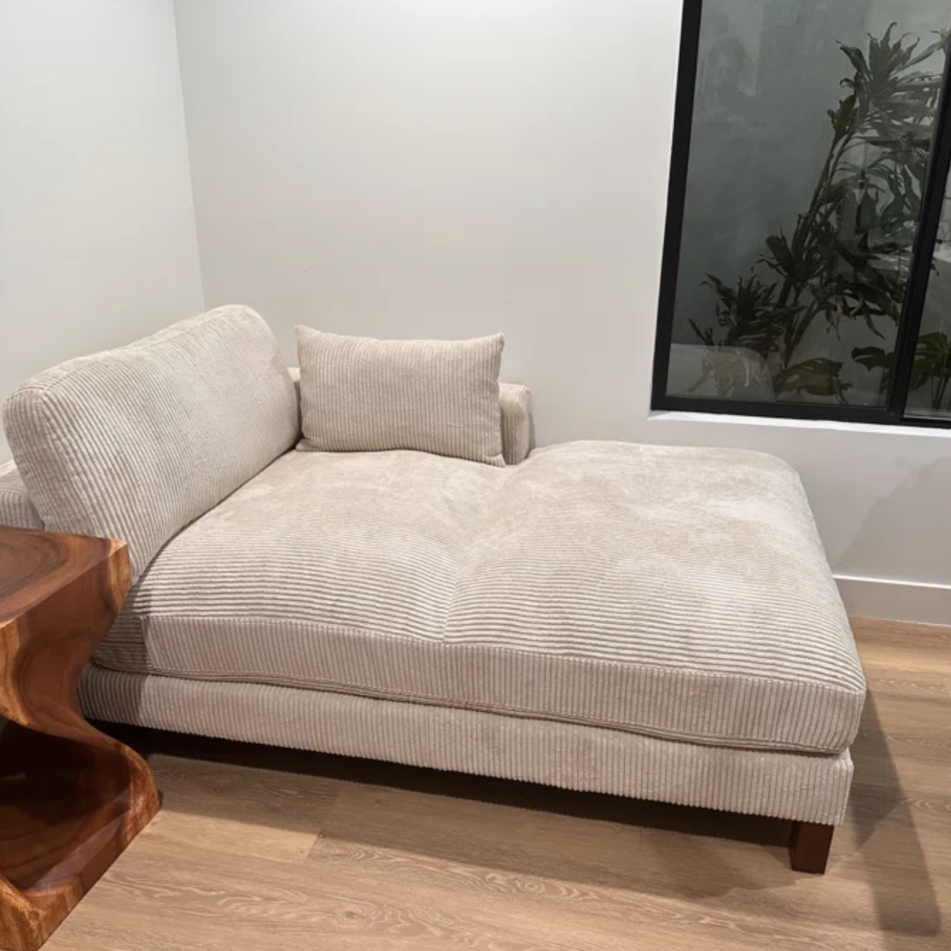 A reviewer&#x27;s corduroy chaise lounge