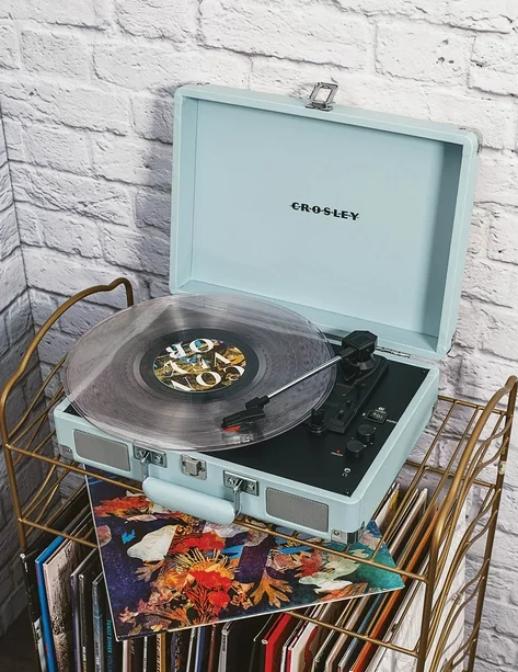 blue record player