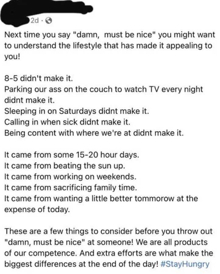 "It came from wanting a little better tomorrow at the expense of today."