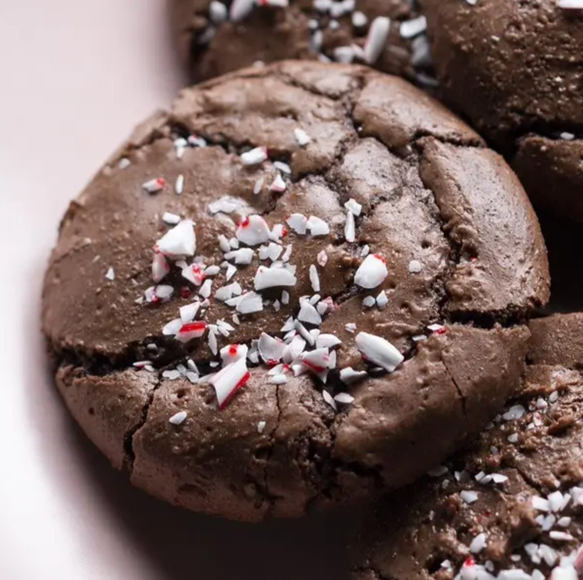 brownie cookies with crumbled candy cane