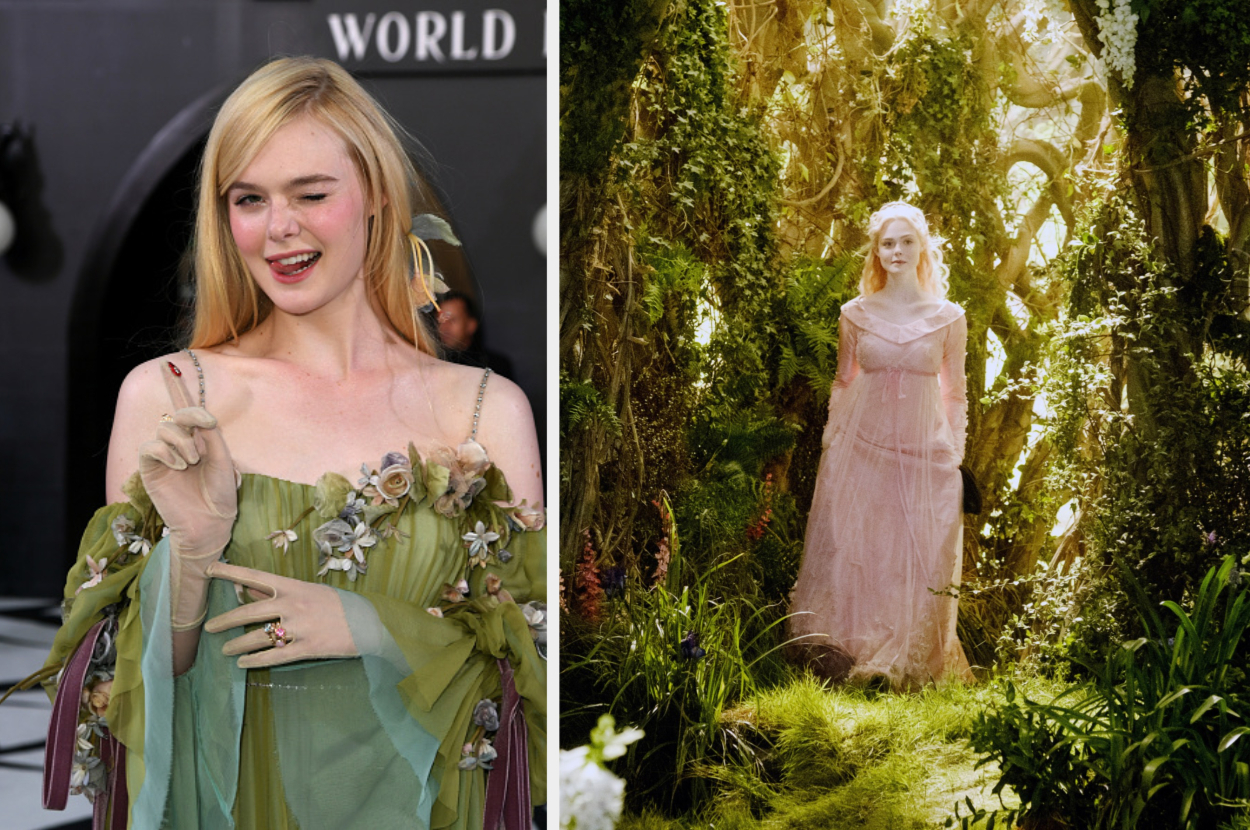 split images of her at the premiere and in the film