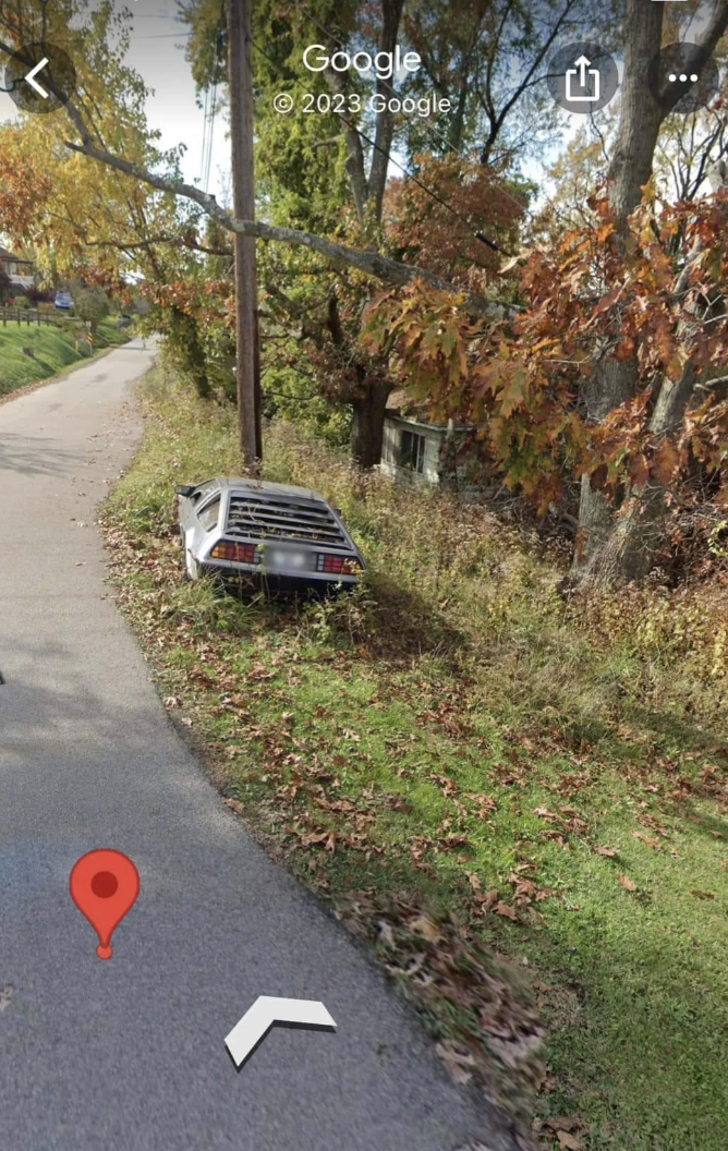 A DeLorean on the side of the road