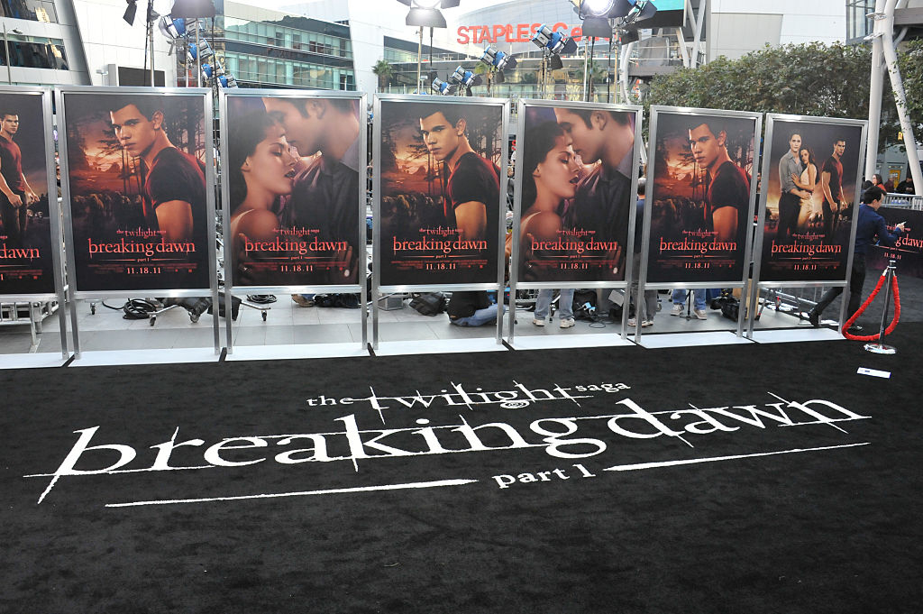 movie posters lined up at the &quot;Breaking Dawn:Part 1&quot; premiere