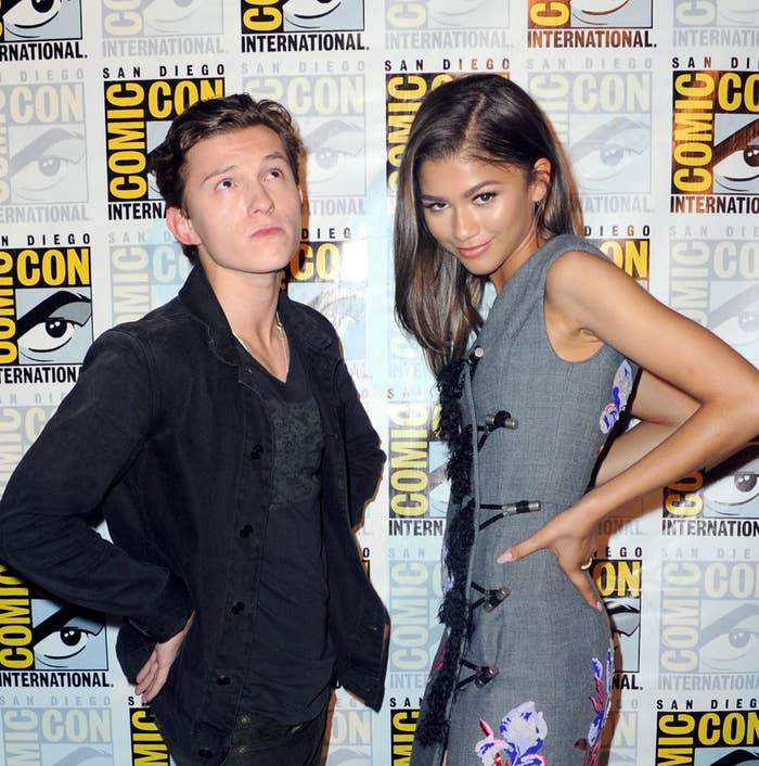 Closeup of Tom Holland and Zendaya