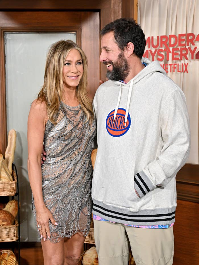 Closeup of Jennifer Aniston and Adam Sandler
