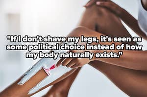 a black woman shaving her legs