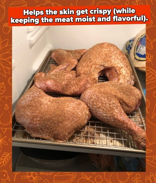 turkey in the author&#x27;s refrigerator covered in a spice blend