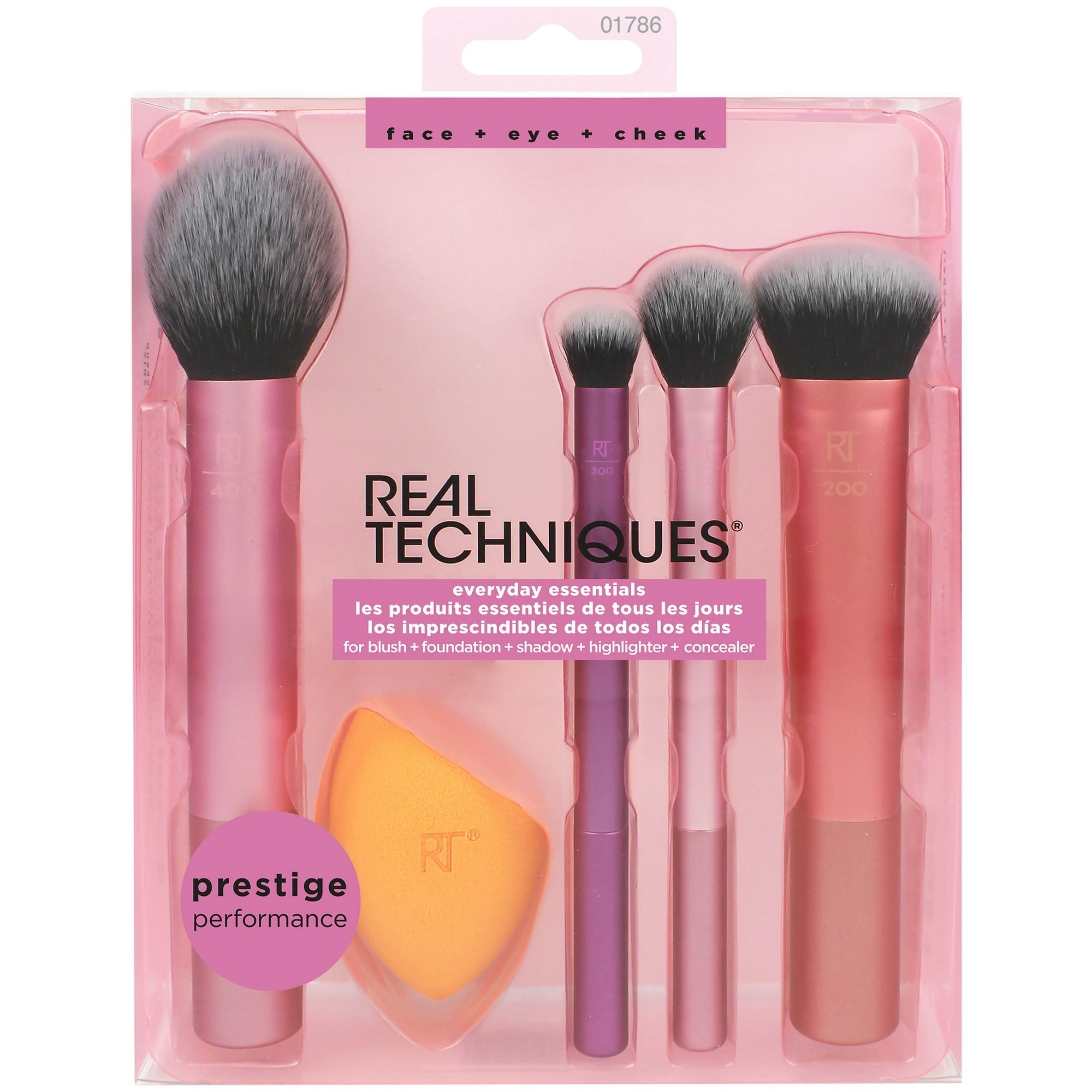 set of makeup brushes and a sponge