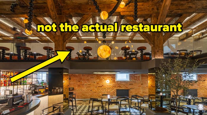 photo of an empty restaurant with text reading, not the actual restaurant