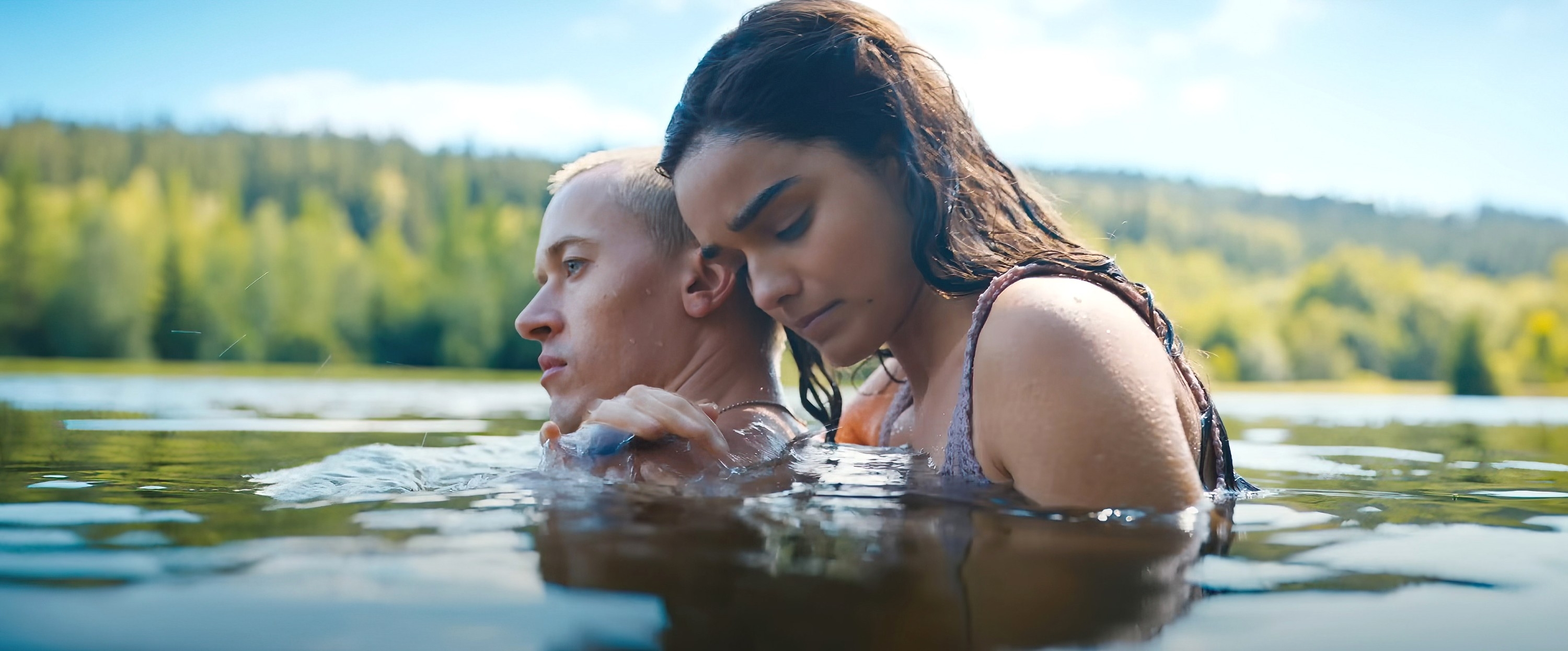 two characters in a lake