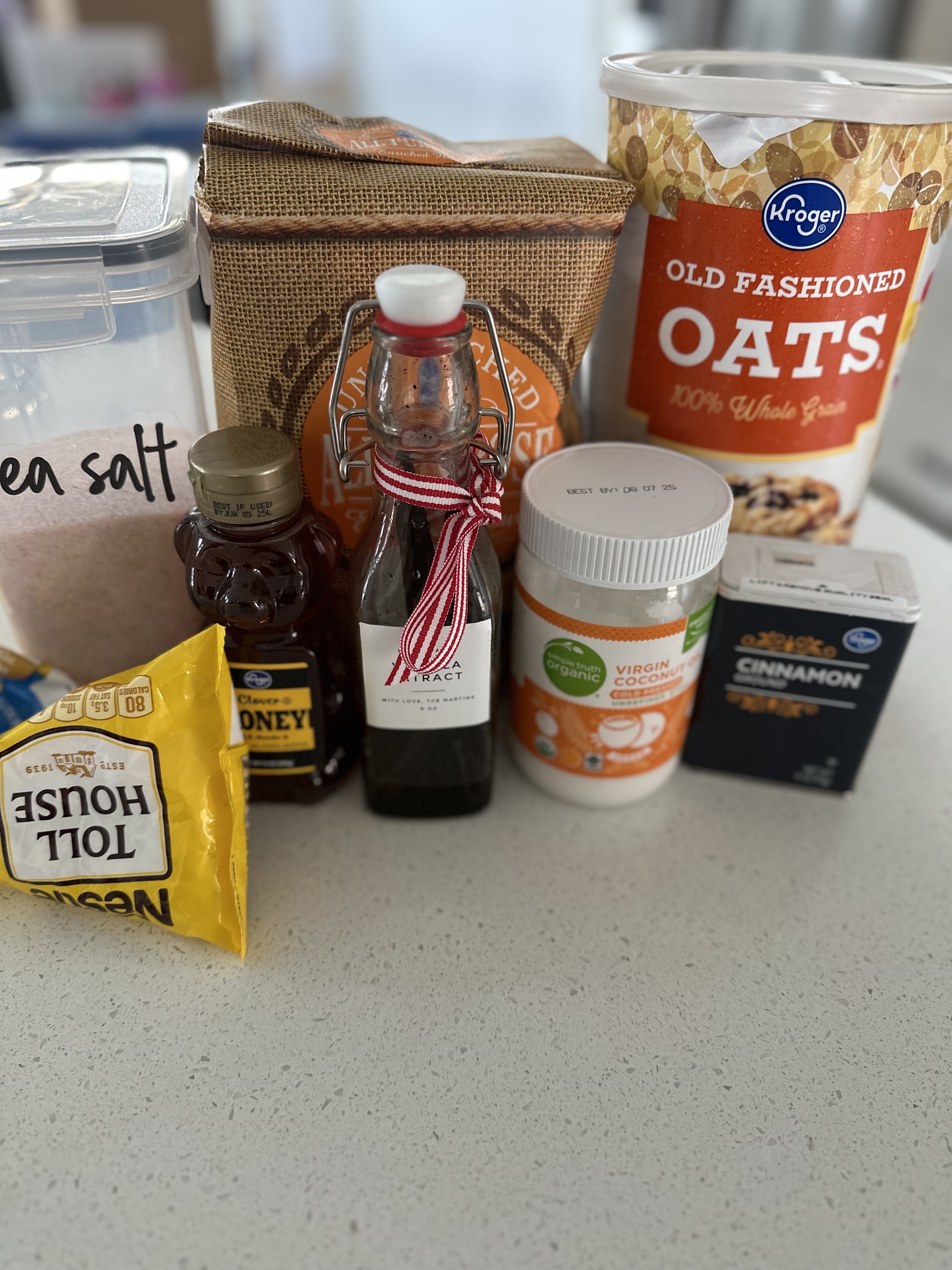 ingredients on the counter to make granola bars