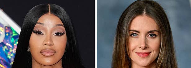 cardi b captioned "Admitted to drugging and robbing men" and alison brie captioned "Pushed gay friend into having sex with her"