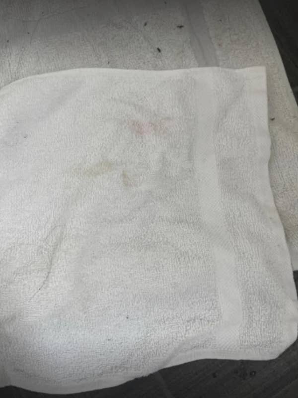 Towel with stains on it
