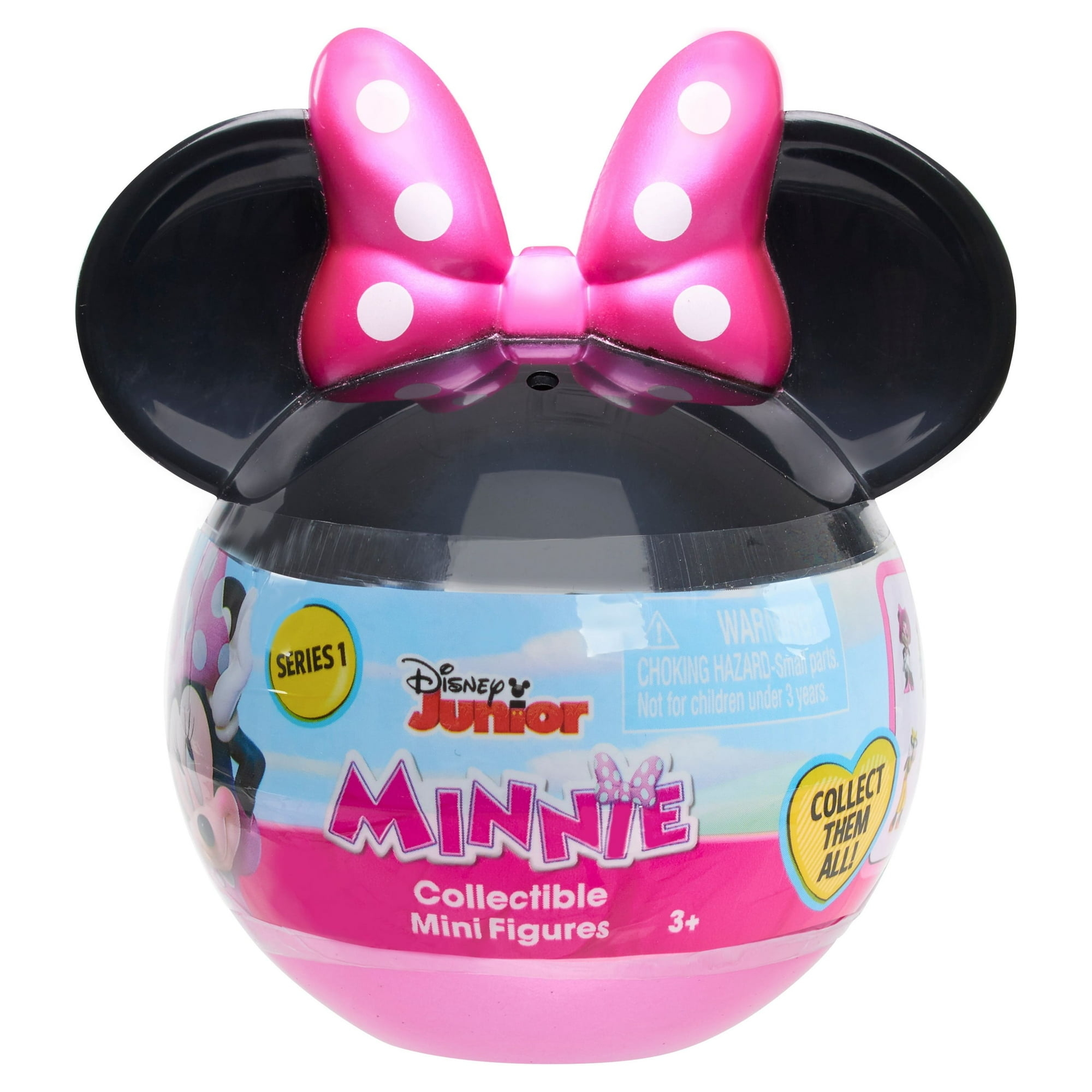 pink ball with Minnie ears on top and surprise figure