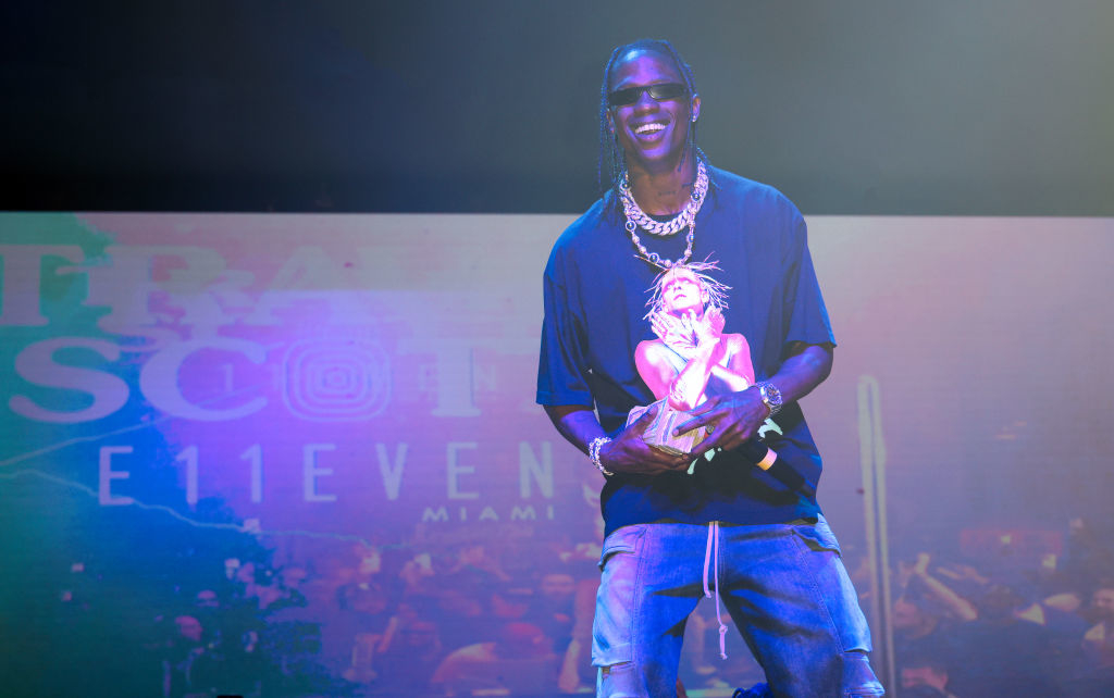 Close-up of Travis smiling onstage