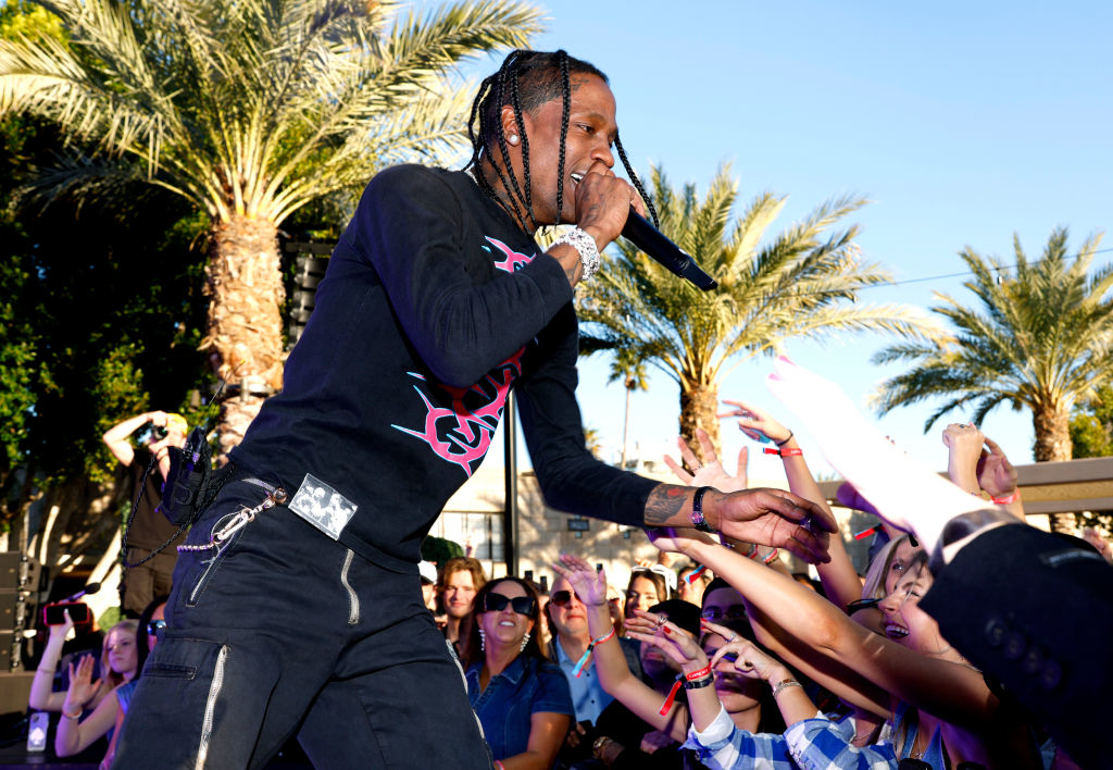 Close-up of Travis performing