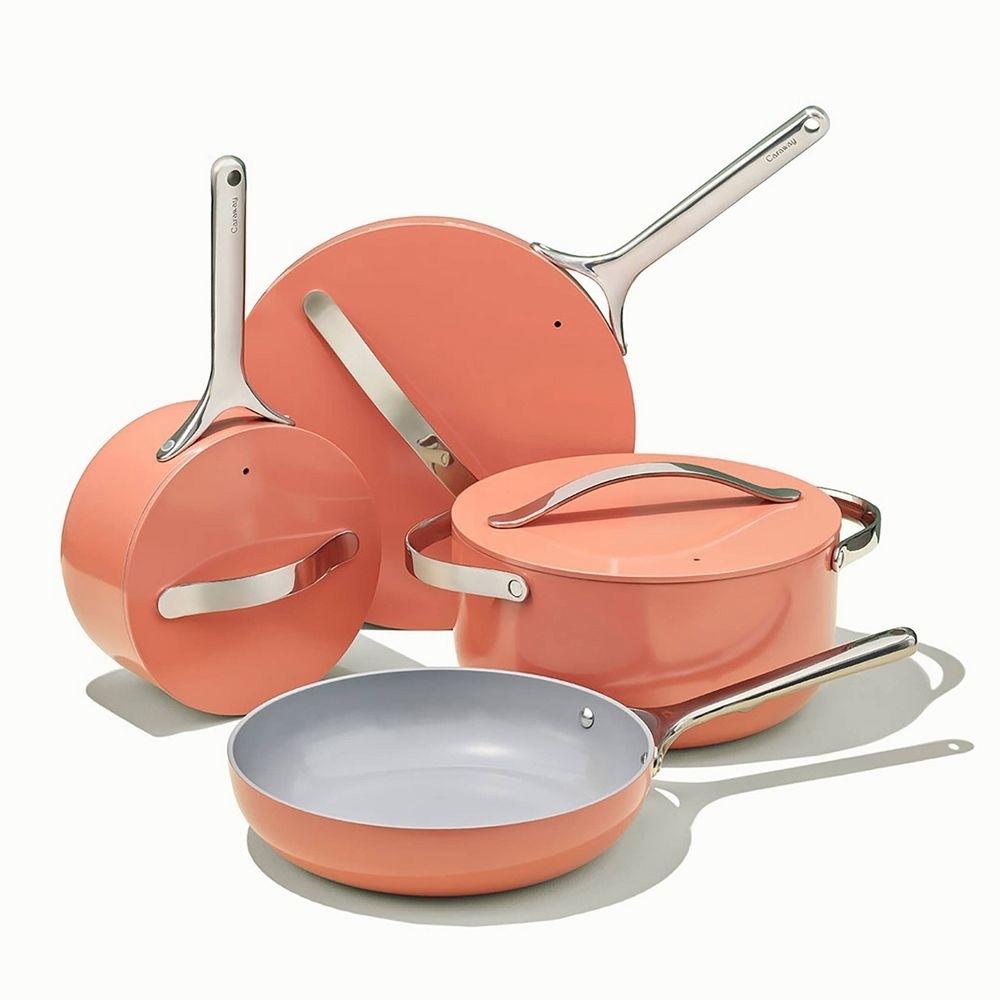 the cookware set in peach