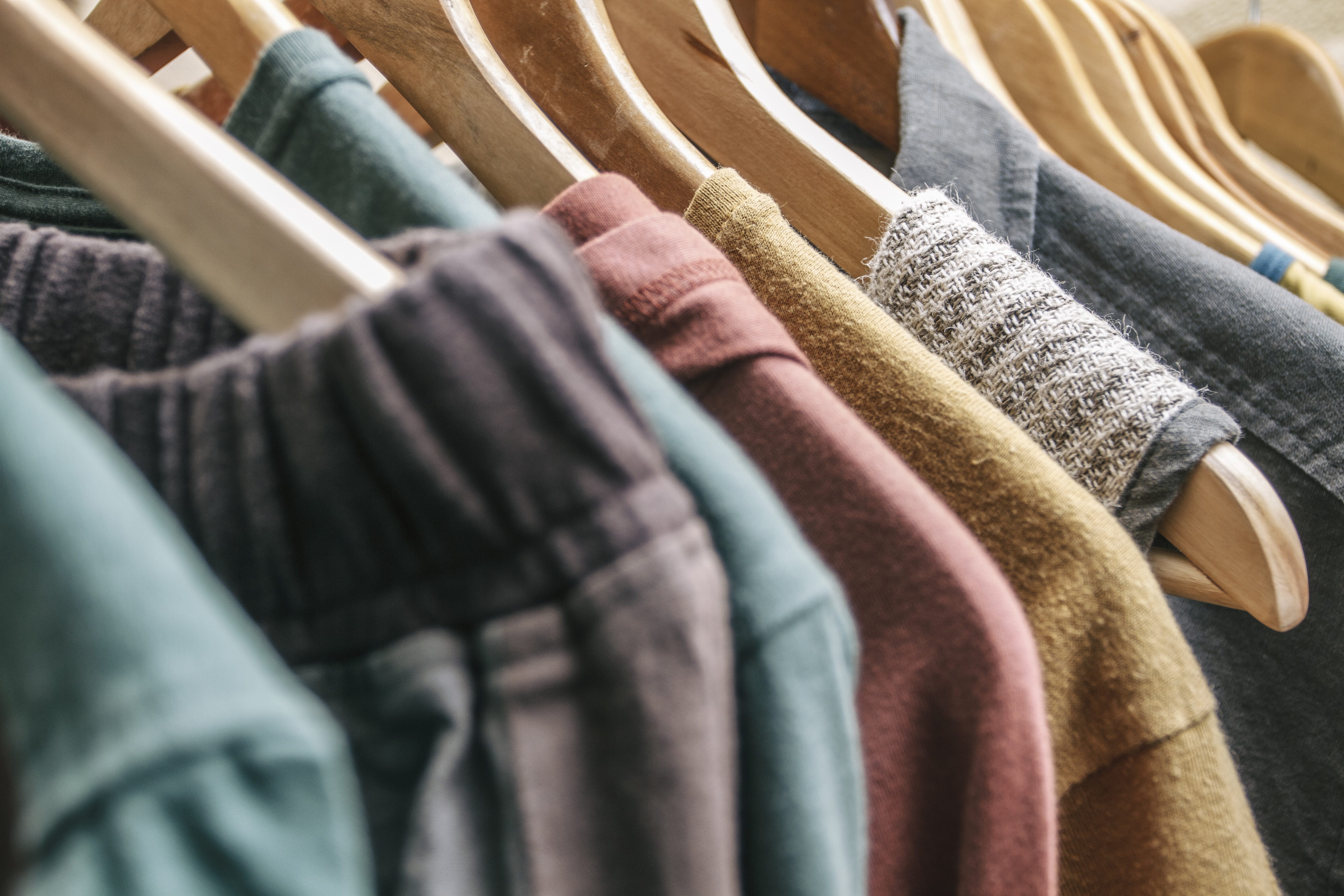 close up of clothes on rack