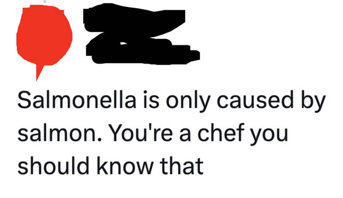 &quot;Salmonella is only caused by salmon; you&#x27;re a chef, you should know that&quot;