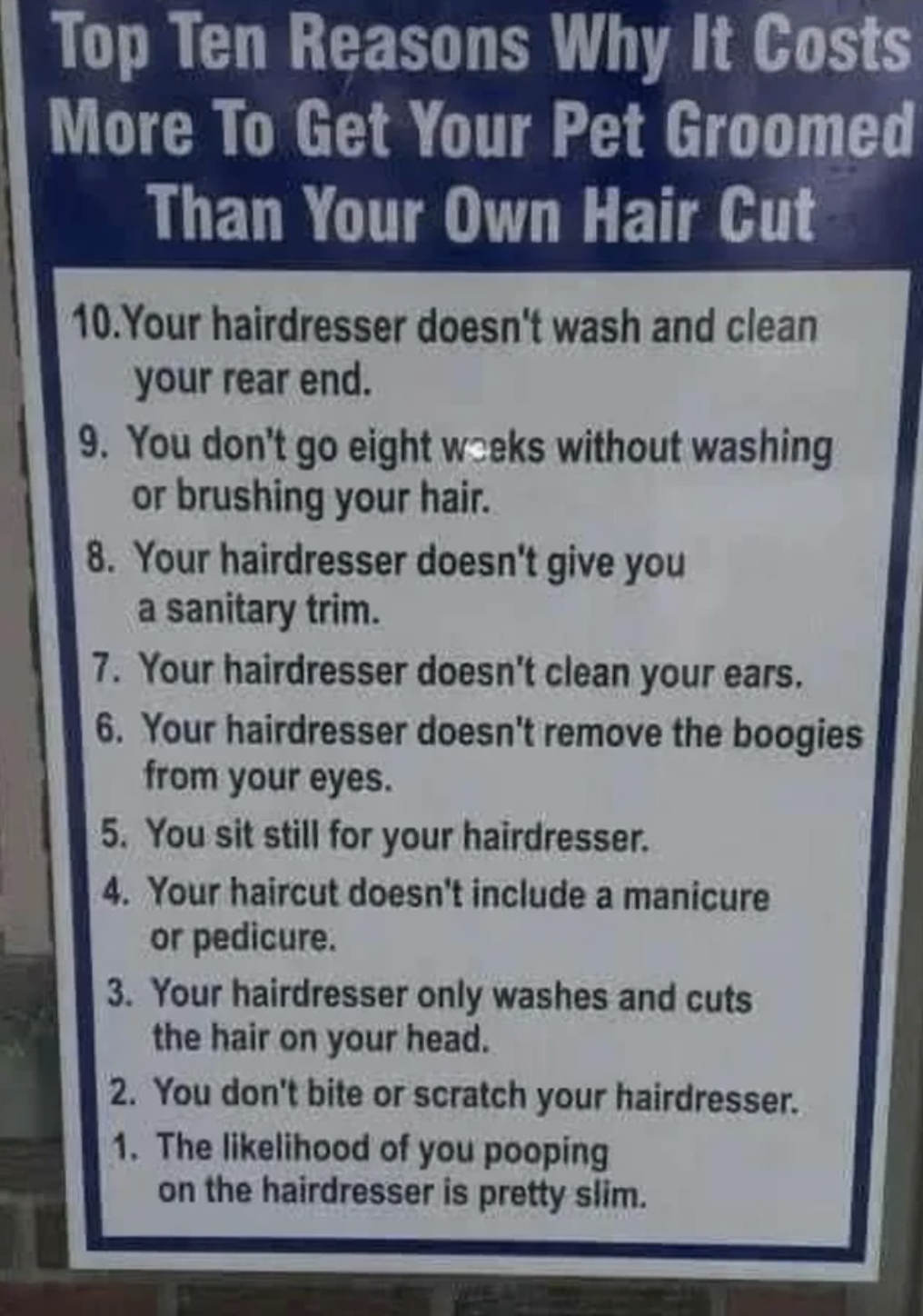 &quot;The likelihood of you pooping on the hairdresser is pretty slim.&quot;