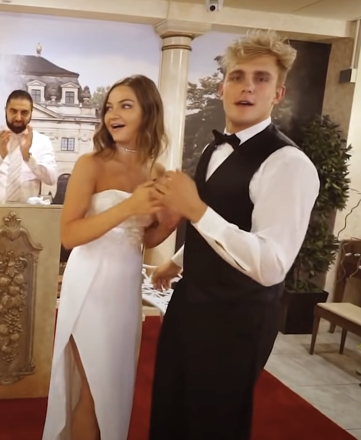 Erika and Logan at their fake wedding