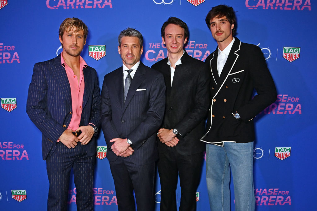 Ryan, Patrick, and Jacob with TAG Heuer CEO Frederic Arnault at a media event
