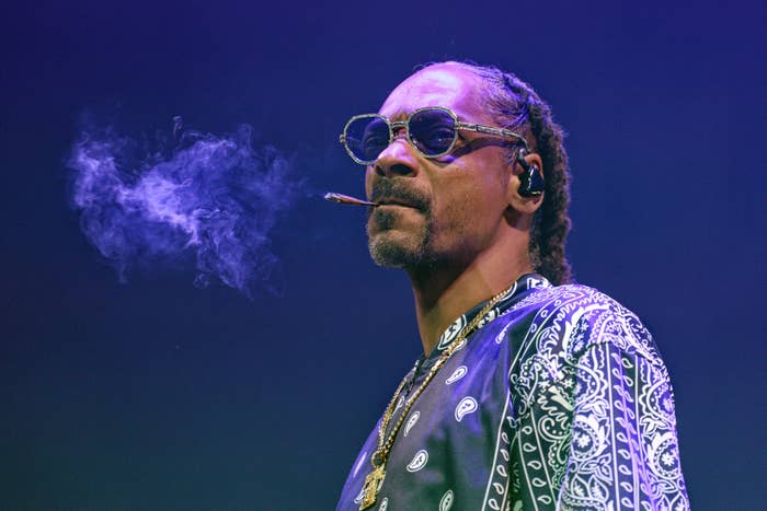 Closeup of Snoop Dogg smoking