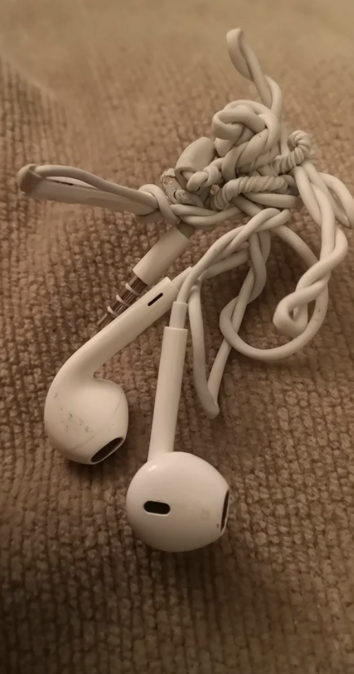 tangled and twisted wired earphones