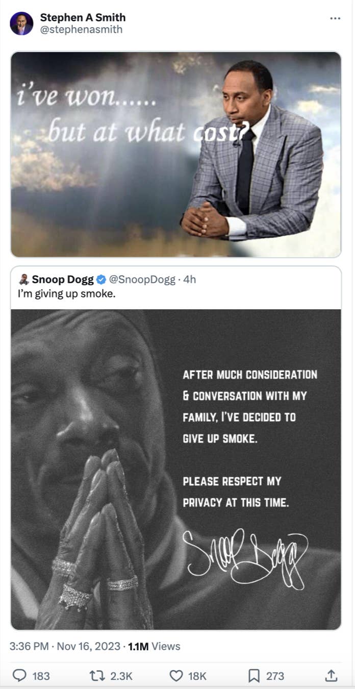 Stephen A. 'Stay Off the Weed' Smith Reacts to Snoop Dogg 'Giving