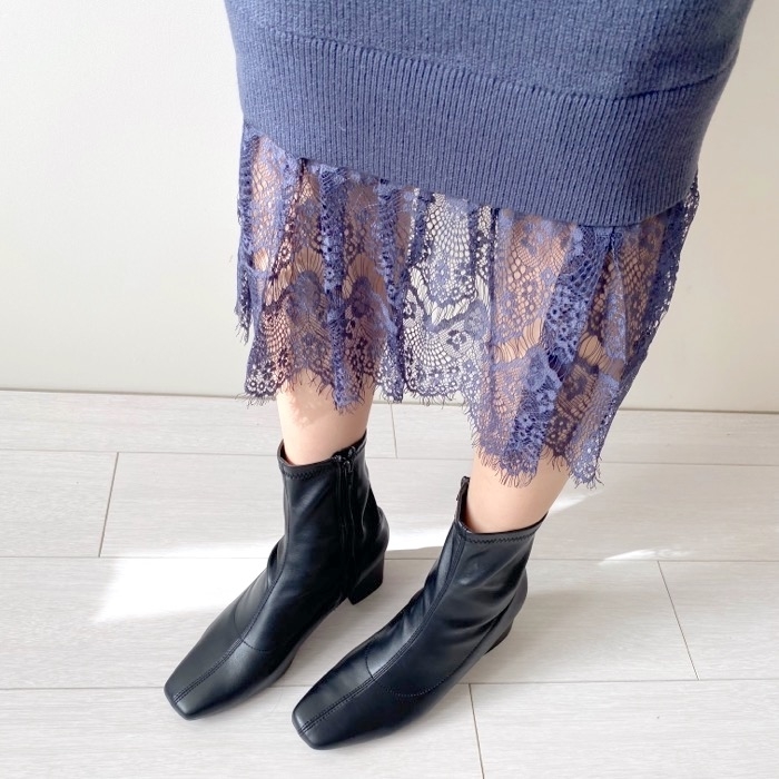 GUのオススメのワンピース「レースコンビネーションニットワンピース（長袖）Z+E」