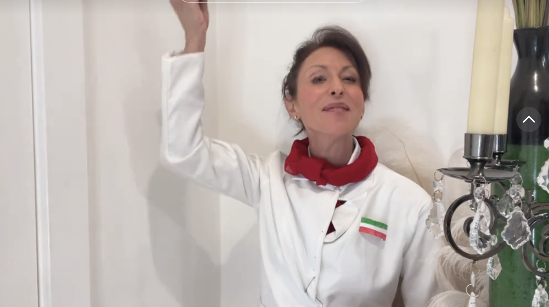 Close-up of Sandra as Chef Gigi in the video