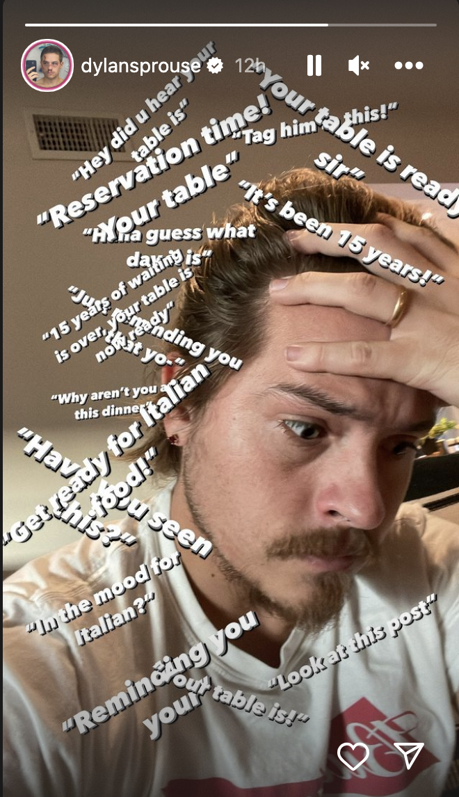 Screenshot of Dylan&#x27;s IG story with quotes about the reservations all around him