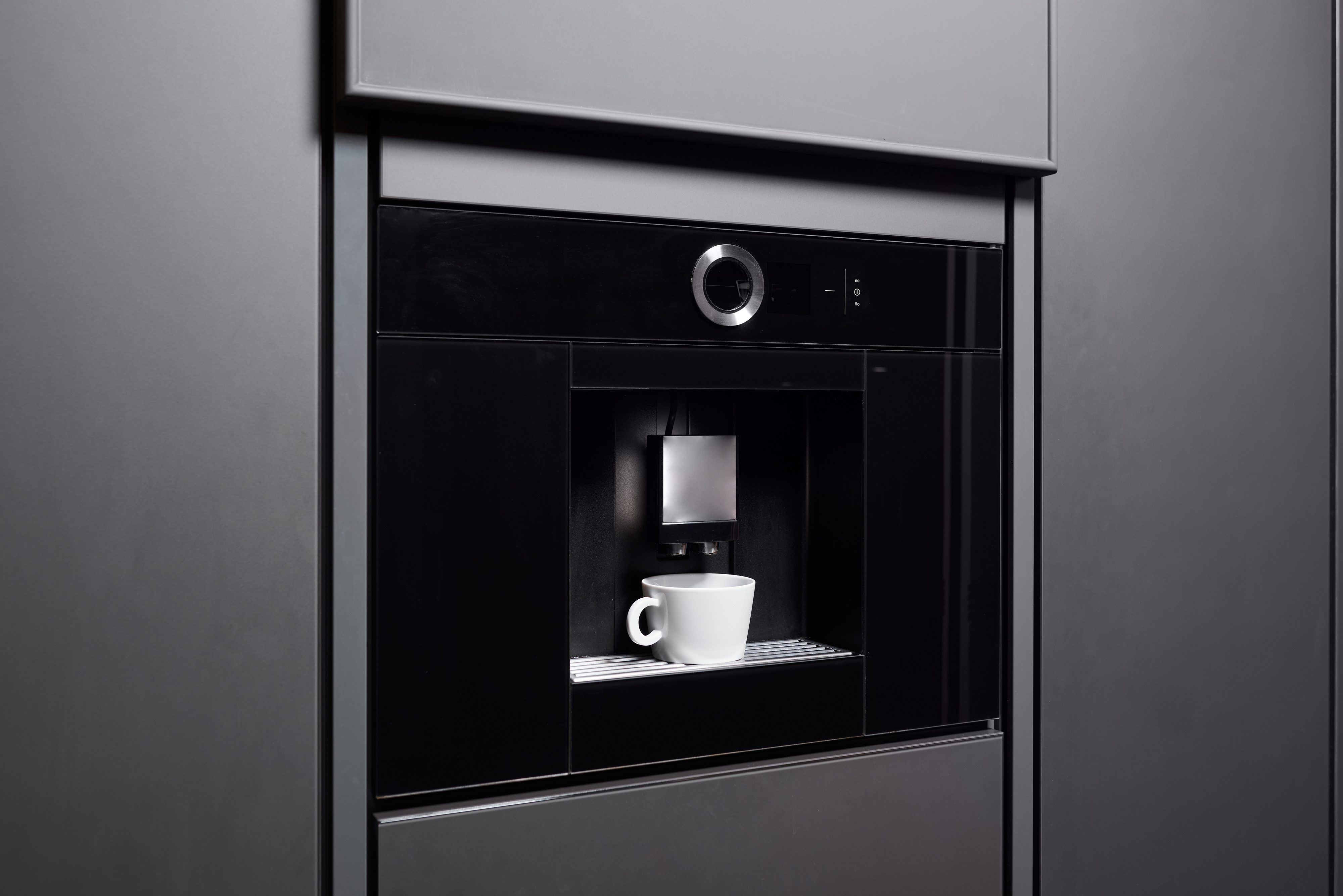 build in espresso machine in a modern wall in kitchen