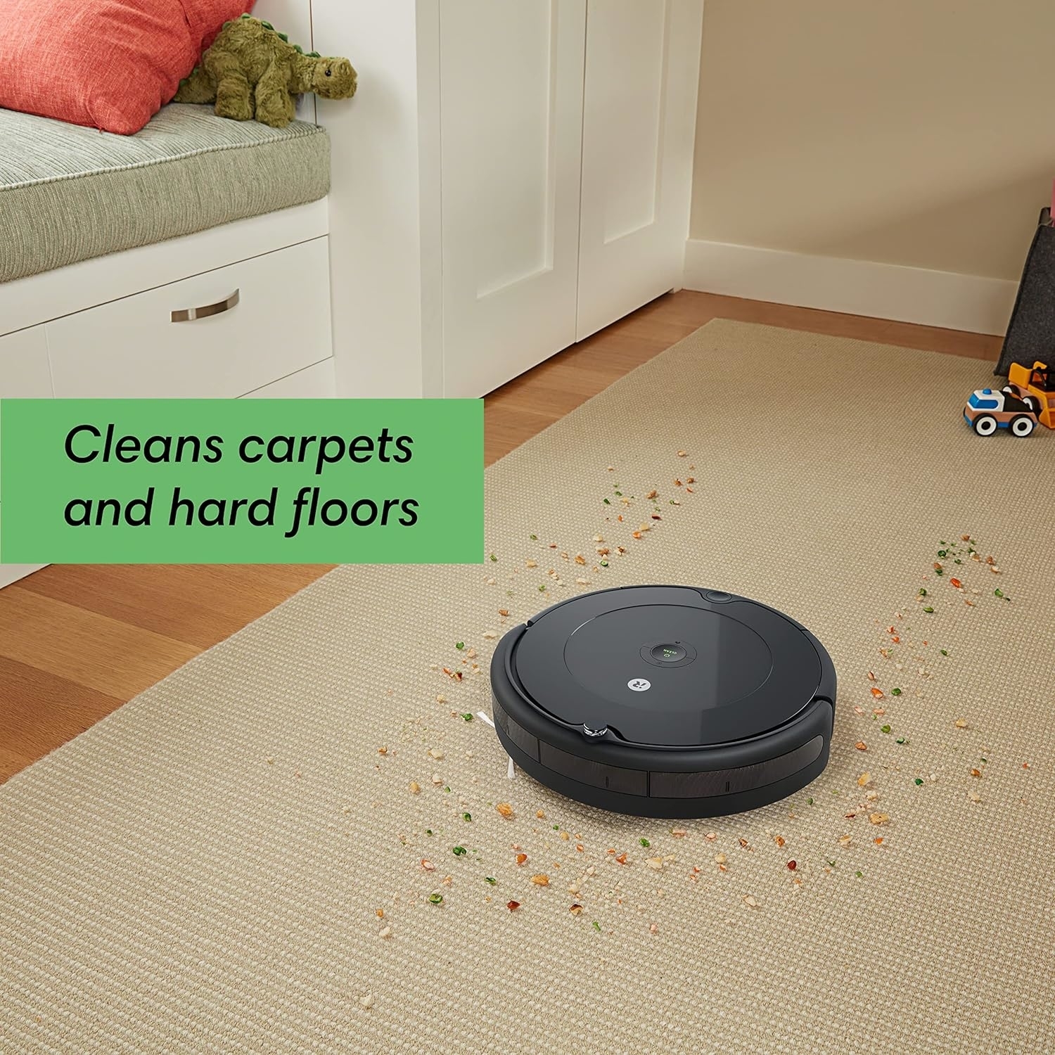 The roomba which cleans carpet and hard floors