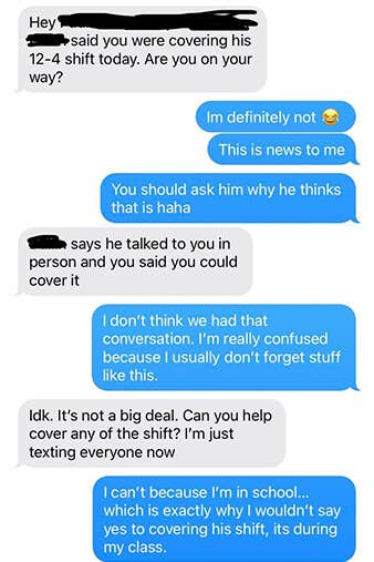 "I can't because I'm in school…"