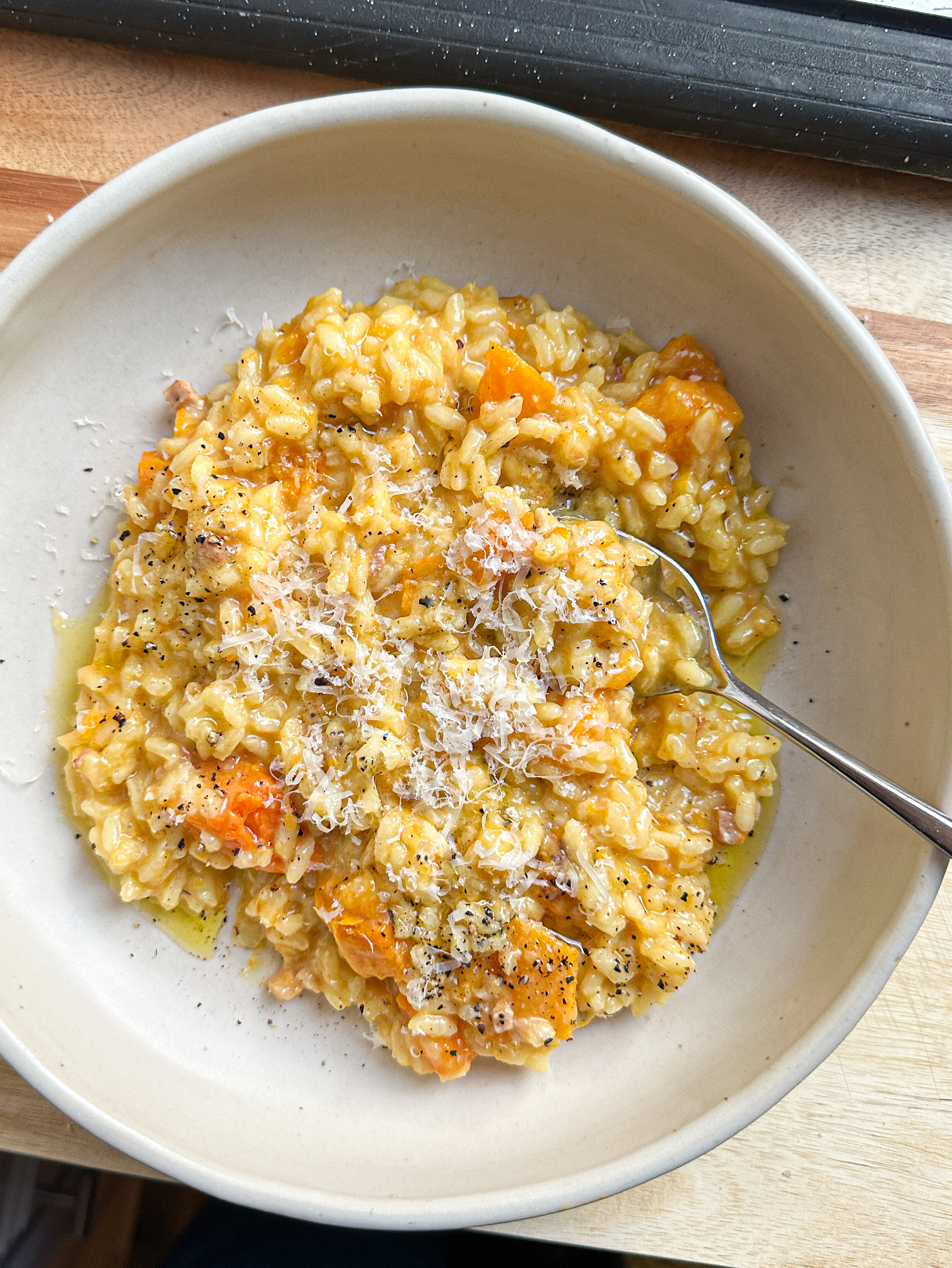 Butternut squash risotto in a bowl