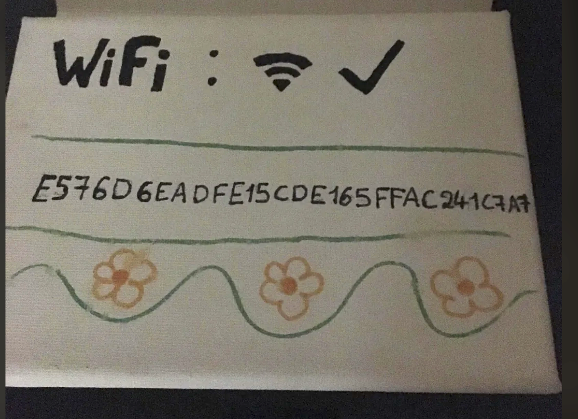 a long, complicated Wi-Fi password