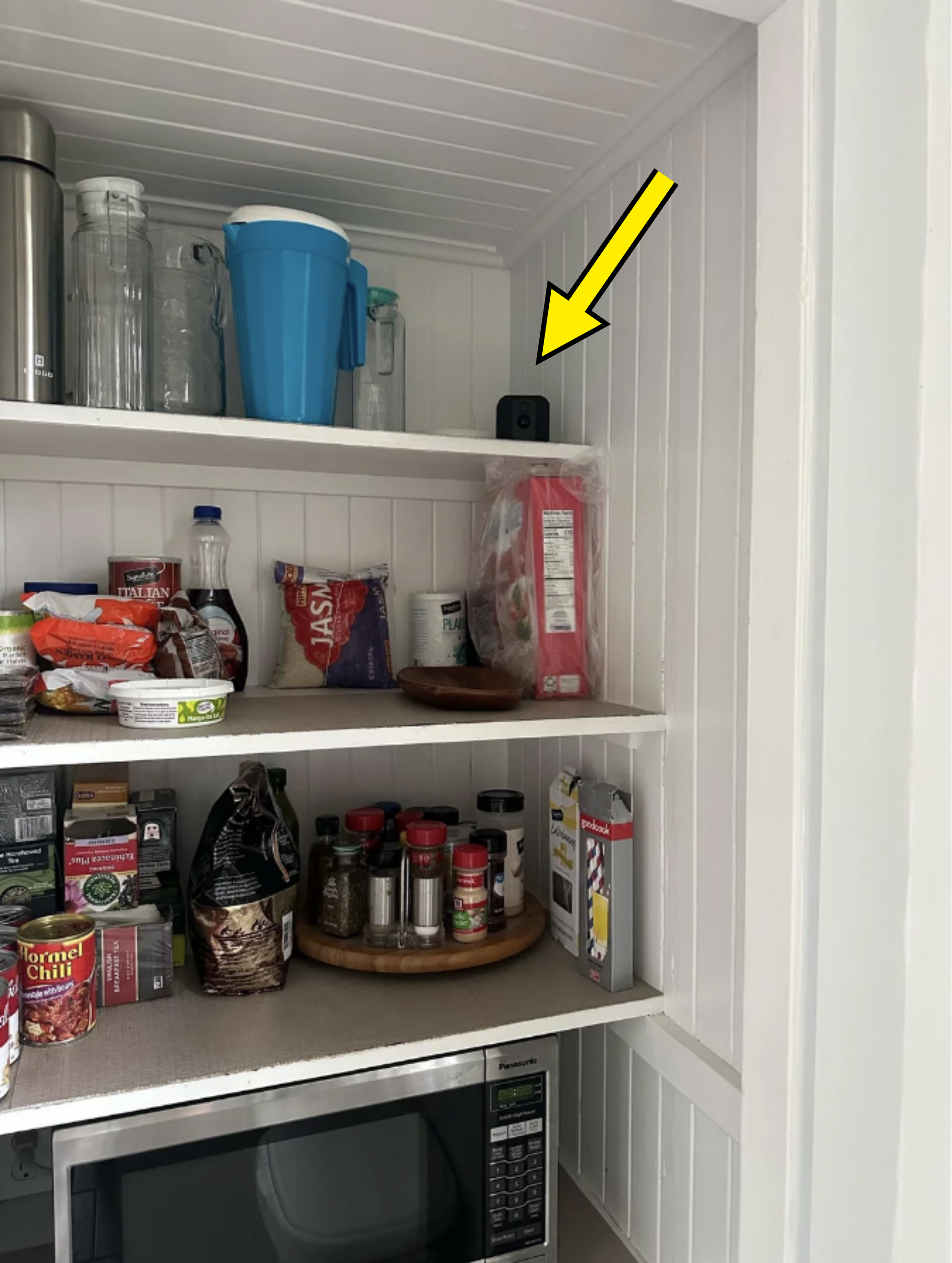 a camera in a pantry