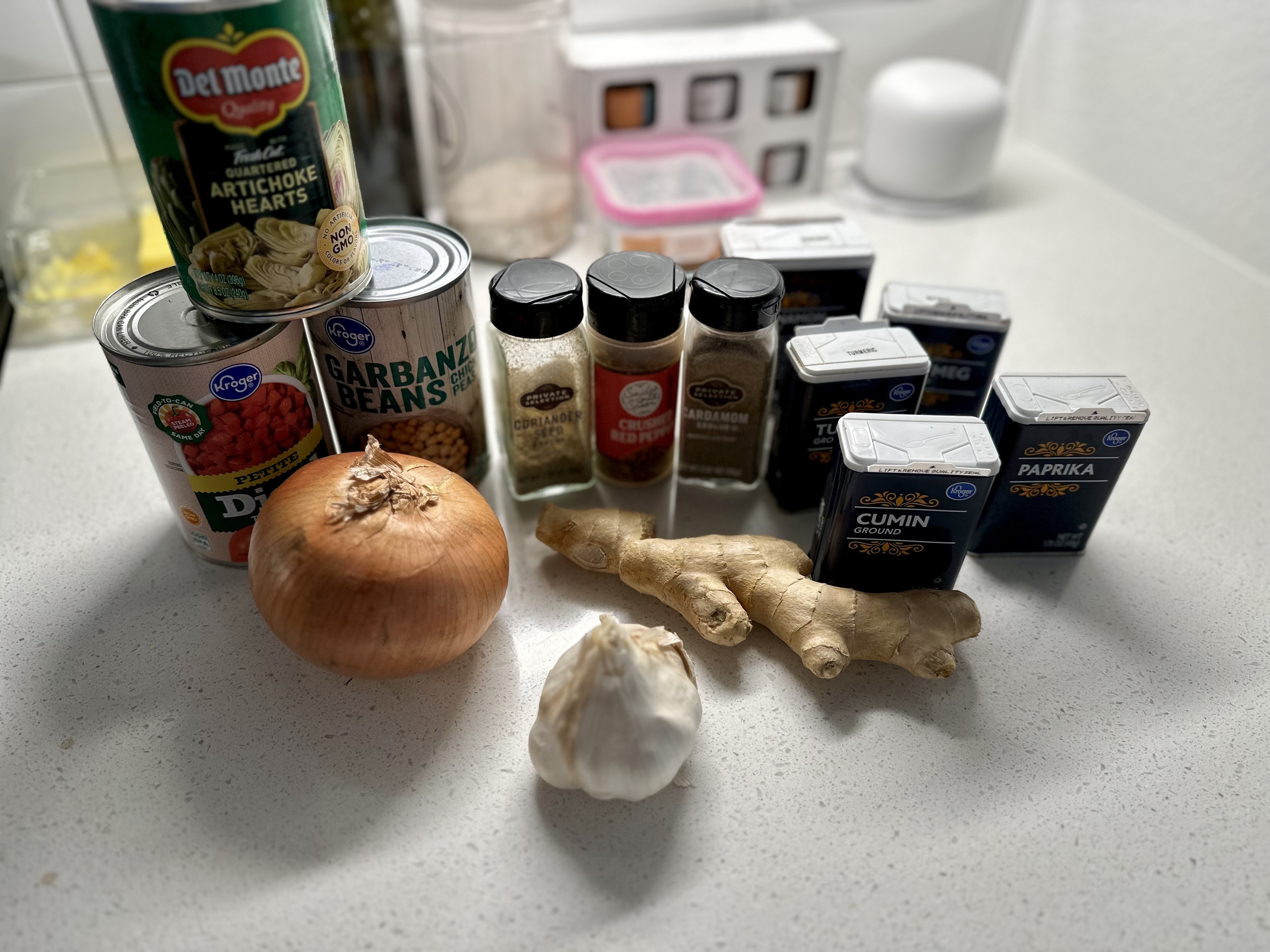 dinner ingredients on the counter