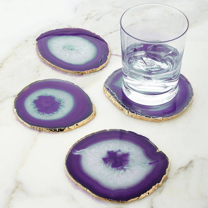 the agate coasters with gold trim