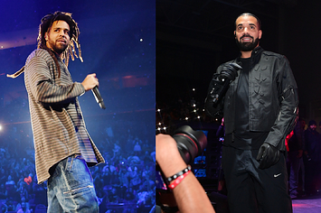 j cole and drake are pictured performing