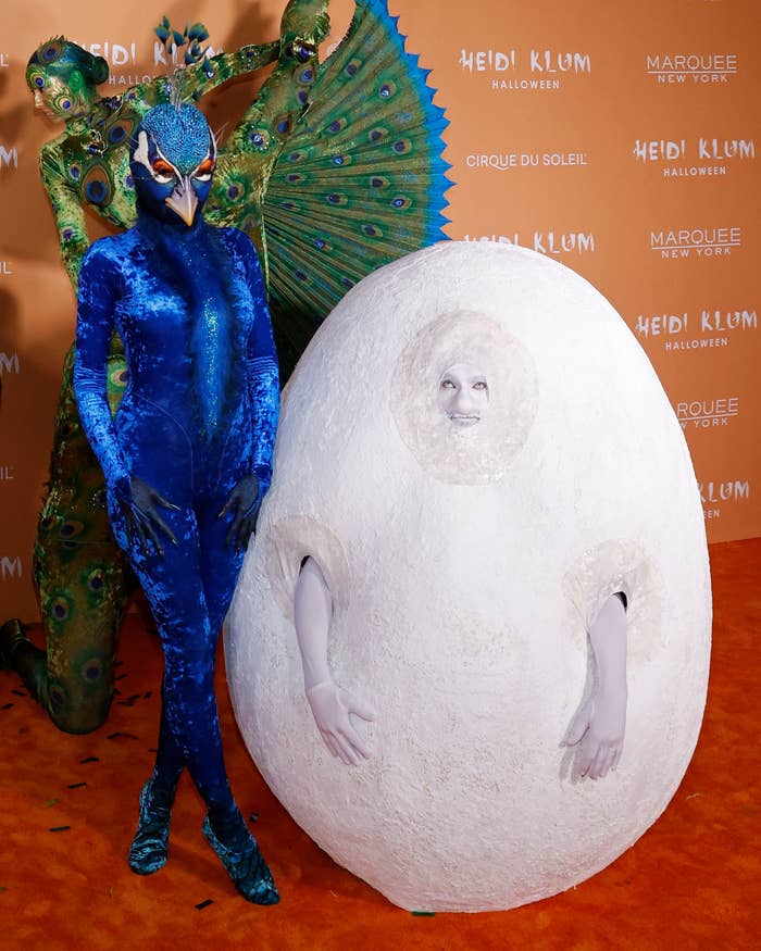 Heidi Klum and Tom Kaulitz as Peacock and Egg
