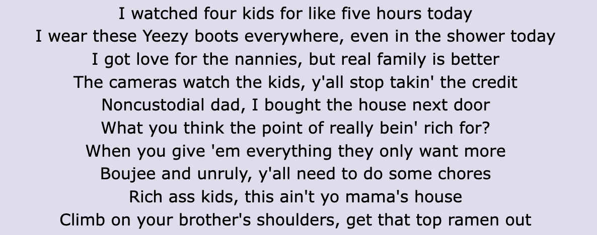 Screenshot of &quot;Eazy&quot; lyrics