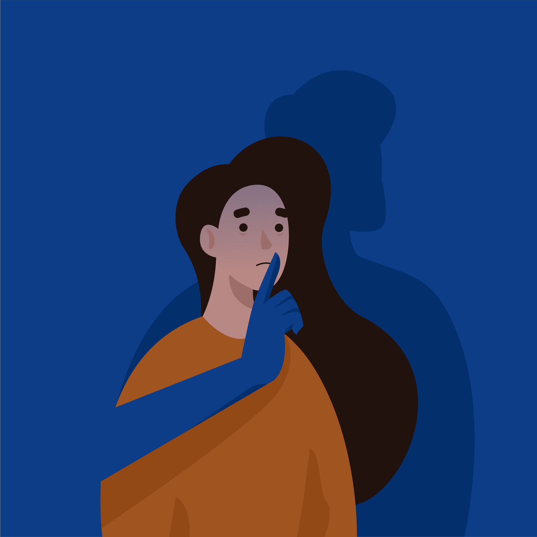 An illustration of a woman being silenced by a man