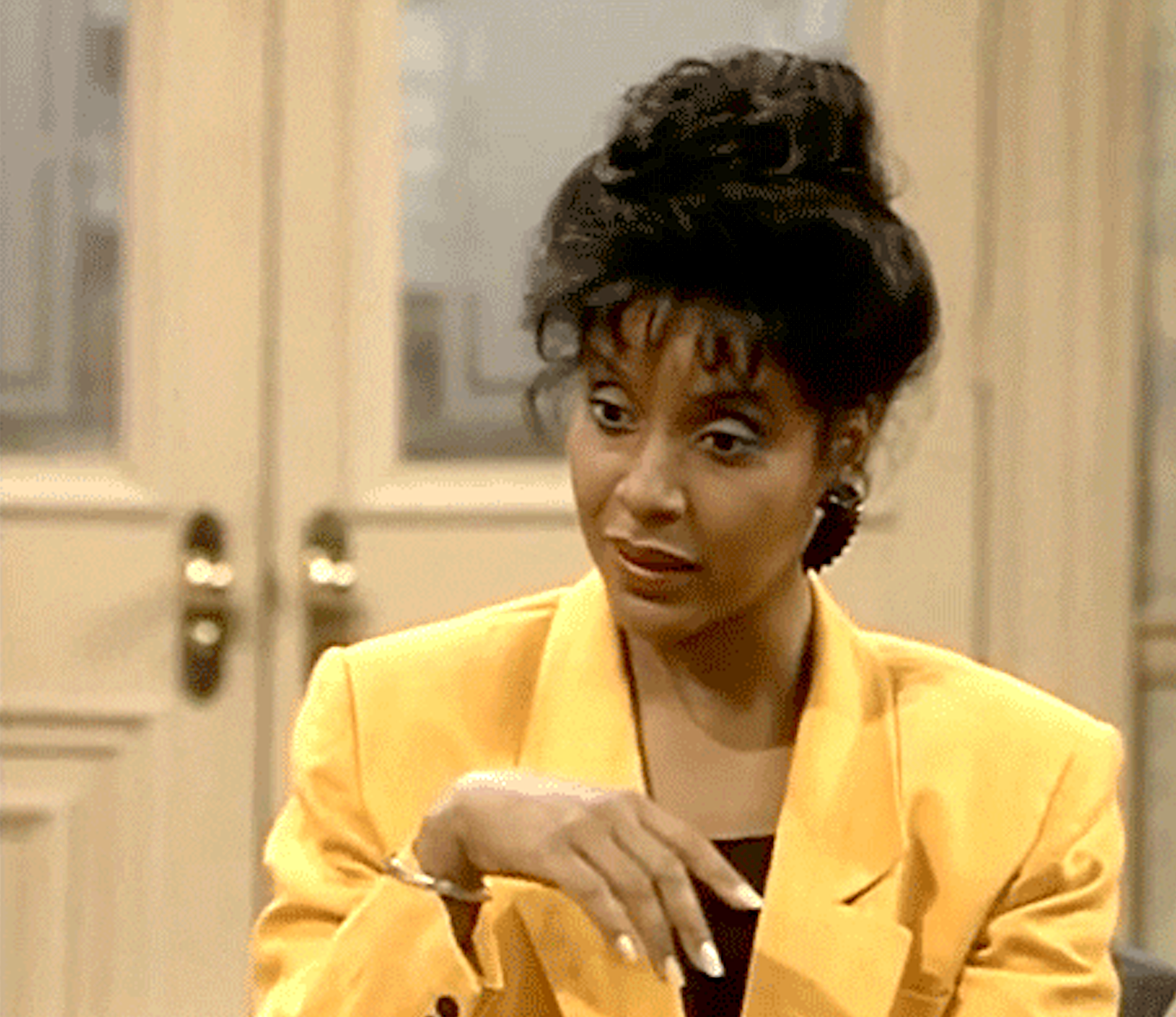 Clair Huxtable looking at someone shocked